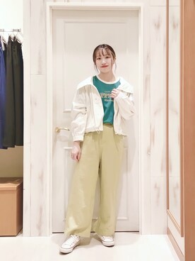 「ピスタチオ」｜「アイテム（マウンテンパーカー）」を使った、ハタケヤマさん（レディース・163cm）の春コーディネート
