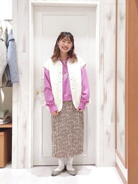 「Samansa Mos2 blue」｜「アイテム（スウェット）」を使った、ハタケヤマさん（レディース・163cm）の冬コーディネート