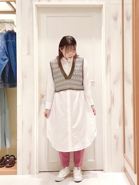 「Samansa Mos2 blue（サマンサモスモスブルー）のアイテム（シャツワンピース）」を使った、ハタケヤマさん（レディース・163cm）の春コーディネート