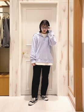 「Samansa Mos2 blue」｜「アイテム（スウェット）」を使った、ハタケヤマさん（レディース・163cm）の冬コーディネート