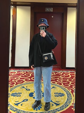 「KANGOL（カンゴール）のアイテム（キャップ）」を使った、emory_wearing さん（メンズ・170cm）の冬コーディネート