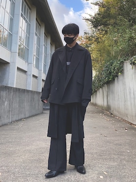 「Ellno Loset（エルノロゼット）のアイテム（スラックス）」を使った、くどぅさん（メンズ・162cm）の冬コーディネート