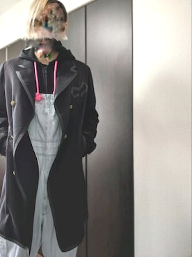 「コート」｜「アイテム（オールインワン・サロペット）」を使った、まばゆいさん（メンズ・177cm）の冬コーディネート