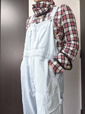 「GU（ジーユー）のアイテム（サロペット/オーバーオール）」を使った、まばゆいさん（メンズ・177cm）の春コーディネート