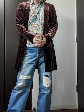 「ロング丈」｜「アイテム（その他アウター）」を使った、まばゆいさん（メンズ・177cm）の春コーディネート