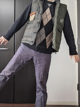 「GU（ジーユー）のアイテム（財布/小物）」を使った、まばゆいさん（メンズ・177cm）の冬コーディネート