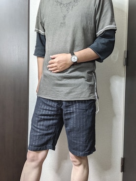 「Education from Youngmachines（エデュケーションフロムヤングマシーン）のアイテム」を使った、まばゆいさん（メンズ・177cm）の夏コーディネート