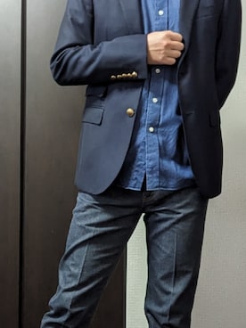 「TAKAHIROMIYASHITATheSoloIst.（タカヒロミヤシタザソロイスト）のアイテム（パンツ）」を使った、まばゆいさん（メンズ・177cm）の秋コーディネート