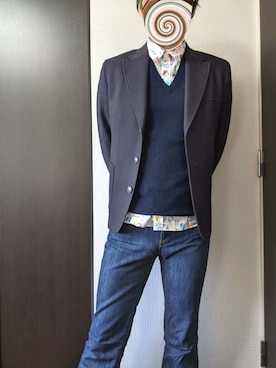 「Davit MEURSAULT（ダヴィット モルソー）のアイテム（ジャケット/アウター）」を使った、まばゆいさん（メンズ・177cm）の春コーディネート
