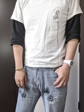 「動物モチーフ」｜「アイテム（アクセサリー）」を使った、まばゆいさん（メンズ・177cm）の春コーディネート