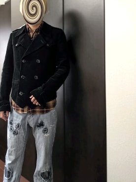 「ネルシャツ」｜「アイテム（トレンチコート）」を使った、まばゆいさん（メンズ・177cm）の秋コーディネート
