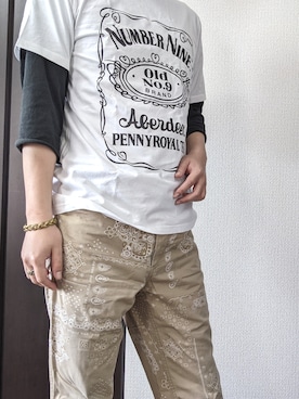 「NUMBER (N)INE（ナンバーナイン）のアイテム（リング）」を使った、まばゆいさん（メンズ・177cm）の夏コーディネート