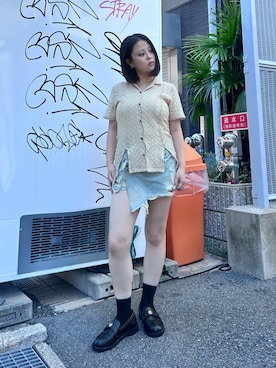 「nomnom（ノムノム）のアイテム」を使った、れなぴさん（骨格ストレート・レディース・150cm）の夏コーディネート