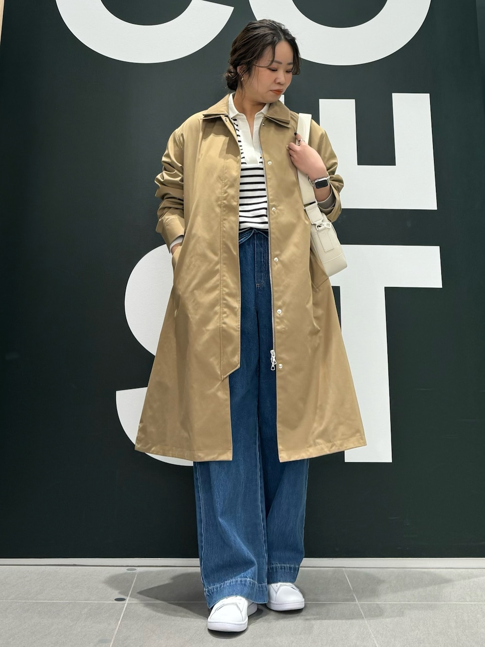 極美品】ラコステ ステンカラーコート ベージュ パッカブルナイロン 