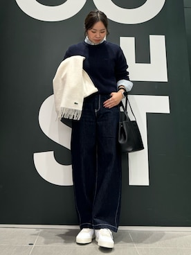 「LACOSTE（ラコステ）のアイテム（ニット/セーター）」を使った、shimazuさん（レディース・158cm）の秋コーディネート