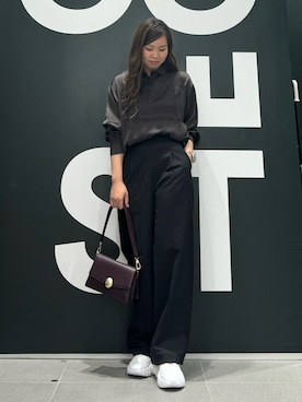 「アイテム（ポロシャツ、ブラウン系）」を使った、shimazuさん（レディース・158cm）の秋コーディネート