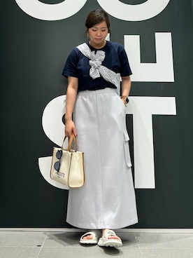 「LACOSTE（ラコステ）のアイテム（Tシャツ/カットソー）」を使った、shimazuさん（レディース・158cm）の夏コーディネート