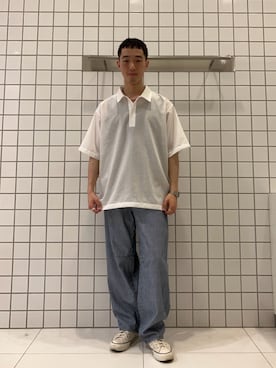 「SENSE OF PLACE by URBAN RESEARCH(センスオブプレイスバイアーバンリサーチ)の『接触冷感/速乾』スパンブロードプルオーバーシャツ(シャツ/ブラウス、ホワイト系)」を使った、srsbrbr1234さん(メンズ・170cm)の夏コーディネート