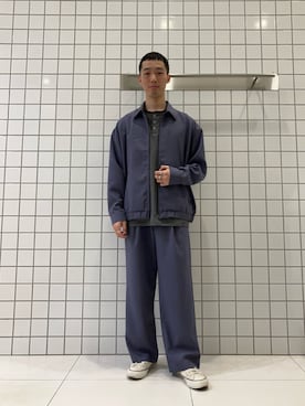 「SENSE OF PLACE by URBAN RESEARCH(センスオブプレイスバイアーバンリサーチ)の『UR TECH DRYLUXE』リネンライクジップブルゾン(ブルゾン、パープル系)」を使った、srsbrbr1234さん(メンズ・170cm)の春コーディネート