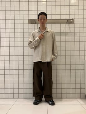 「SENSE OF PLACE by URBAN RESEARCH(センスオブプレイスバイアーバンリサーチ)のスラブライクオープンカラーロングスリーブシャツ(シャツ/ブラウス、ベージュ系)」を使った、srsbrbr1234さん(メンズ・170cm)の秋コーディネート