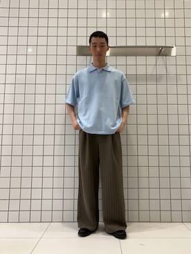「SENSE OF PLACE by URBAN RESEARCH(センスオブプレイスバイアーバンリサーチ)の『洗濯可』ドライタッチスキッパーニットTシャツ(ニット/セーター、ブルー系)」を使った、srsbrbr1234さん(メンズ・170cm)の春コーディネート