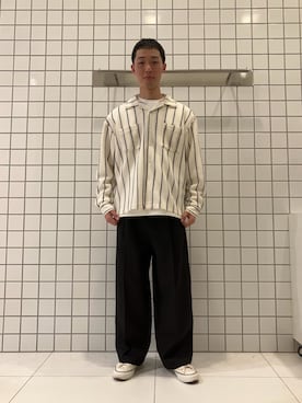 「SENSE OF PLACE by URBAN RESEARCH(センスオブプレイスバイアーバンリサーチ)のダブルポケットオープンカラーレースシャツ(シャツ/ブラウス、ホワイト系)」を使った、srsbrbr1234さん(メンズ・170cm)の春コーディネート