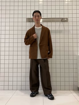 「SENSE OF PLACE by URBAN RESEARCH(センスオブプレイスバイアーバンリサーチ)のマルチボーダーショートスリーブTシャツ(Tシャツ/カットソー、ホワイト系)」を使った、srsbrbr1234さん(メンズ・170cm)の秋コーディネート