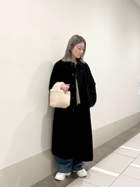 「URBAN RESEARCH DOORS（アーバンリサーチドアーズ）のウール100バルマカーンコート（その他アウター、ブラック系）」を使った、晴菜さん（レディース・157cm）の冬コーディネート