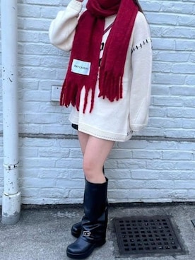 「マフラーコーデ」｜「アイテム（ブーツ）」を使った、RAYCASSIN_officialさん（レディース・157cm）の秋コーディネート