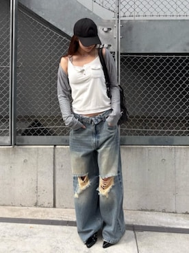 「RAY CASSIN（レイカズン）のアイテム（パンツ）」を使った、RAYCASSIN_officialさん（レディース・158cm）の夏コーディネート