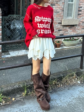 「RAY CASSIN（レイカズン）のアイテム（ブーツ）」を使った、RAYCASSIN_officialさん（レディース・157cm）の秋コーディネート