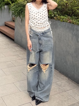 「RAY CASSIN（レイカズン）のアイテム（トップス）」を使った、RAYCASSIN_officialさん（レディース・151cm）の夏コーディネート