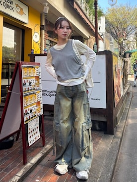 「RAY CASSIN（レイカズン）のアイテム（パンツ）」を使った、RAYCASSIN_officialさん（レディース・156cm）の春コーディネート