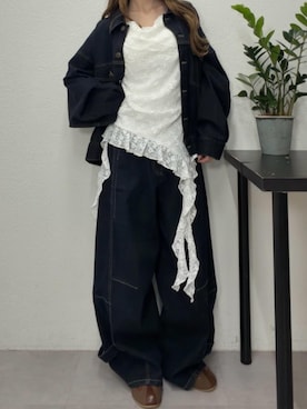 「RAY CASSIN（レイカズン）のアイテム（パンツ）」を使った、RAYCASSIN_officialさん（レディース・155cm）の春コーディネート