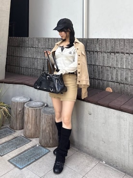 「RAY CASSIN（レイカズン）のアイテム（トップス）」を使った、RAYCASSIN_officialさん（レディース・160cm）の春コーディネート