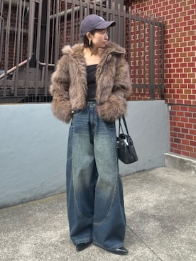 「RAY CASSIN（レイカズン）のデザイン切替デニム（デニムパンツ）」を使った、RAYCASSIN_officialさん（レディース・152cm）の秋コーディネート