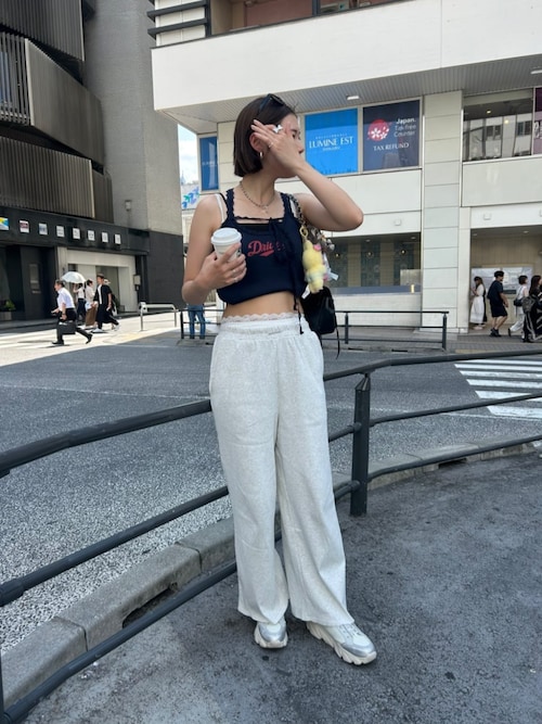 レースウエストレイヤードスウェットパンツ
