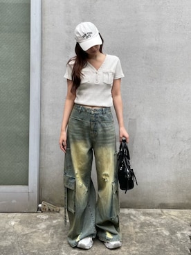 「RAY CASSIN（レイカズン）のアイテム（パンツ）」を使った、RAYCASSIN_officialさん（レディース・158cm）の春コーディネート