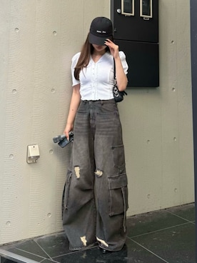 「RAY CASSIN（レイカズン）のアイテム（パンツ）」を使った、RAYCASSIN_officialさん（レディース・158cm）の夏コーディネート