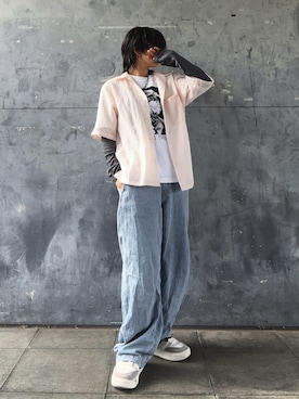 「ADRER（アドラー）のsurgical stainless rod pierce / サージカルステンレスロッドピアス（ピアス（両耳用）、シルバー系）」を使った、namiさん（レディース・155cm）の春コーディネート