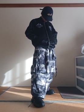 「アイテム（スカジャン）」を使った、LuKaさん（メンズ・167cm）の秋コーディネート