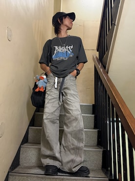 「ADRER（アドラー）のアイテム（帽子）」を使った、わいくんさん（メンズ・167cm）の夏コーディネート