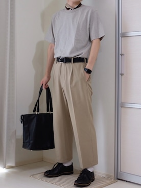 「アイテム（財布/小物、ブラウン系）」を使った、すなさん（メンズ・166cm）の秋コーディネート