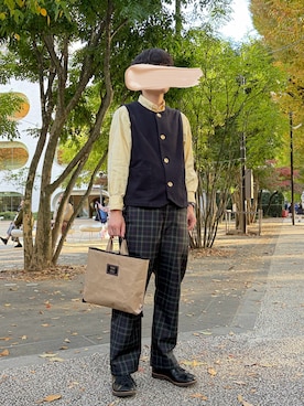 「アイテム（ベスト）」を使った、すなさん（メンズ・166cm・20代）の秋コーディネート