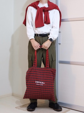 「アイテム（トートバッグ）」を使った、すなさん（メンズ・166cm・20代）の秋コーディネート