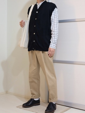 「アイテム（ベスト）」を使った、すなさん（メンズ・166cm）の秋コーディネート