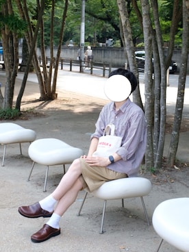 「アイテム（チノパンツ）」を使った、su7vxさん（メンズ・166cm）の夏コーディネート