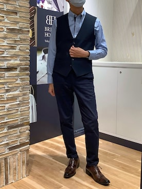 「アイテム（ビジネスシャツ）」を使った、BRICK HOUSE by Tokyo Shirts 名古屋茶屋イオンモール店さん（メンズ・173cm）の秋コーディネート