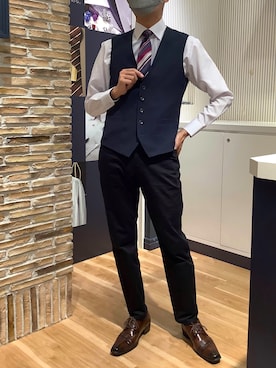 「TOKYO SHIRTS（トウキョウシャツ）のアイテム（ネクタイ）」を使った、BRICK HOUSE by Tokyo Shirts 名古屋茶屋イオンモール店さん（メンズ・173cm）の春コーディネート