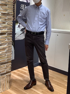 「アイテム（ビジネスシャツ）」を使った、BRICK HOUSE by Tokyo Shirts 名古屋茶屋イオンモール店さん（メンズ・173cm）の秋コーディネート